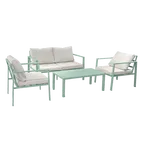 4PCS Modern Outdoor Metal Sofa Set with Cushions & Coffee Table